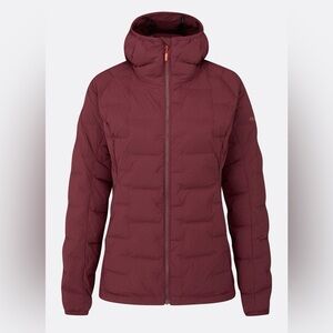 Rab Women's Cubit Stretch Down Hooded Jacket Deep Heather Burgundy Size Medium